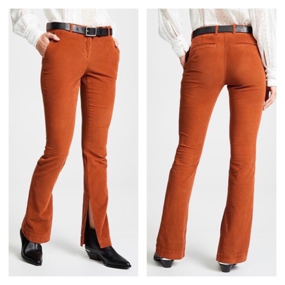 A.L.C. NWT Javier Corduroy Split-Hem Flare Pants Cinnamon Brown Size 6 Stretch